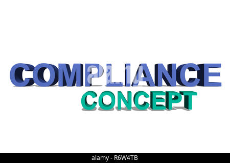 Compliance als 3D-Text auf einer weißen Seite Stockfoto