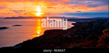 Adria Stadt Pakostane Antenne Sunset View Stockfoto