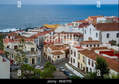 Alte Stadt Garachico rote Dächer und historischen Straßen. Insel Teneriffa, Spanien. Stockfoto