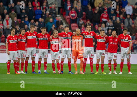 19. November 2018, Riverside Stadium, Middlesbrough, England; EFL-Meisterschaft, Middlesbrough v Wigan Athletic: Middlesbrough Team, damit wir Vergessen: Craig Milner/News Bilder der Englischen Football League Bilder unterliegen DataCo Lizenz Stockfoto