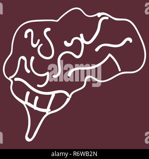 Kinder s Zeichnung des menschlichen Gehirns. Doodle, Symbol Stock Vektor
