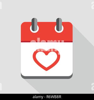 Rotes Herz in Symbol Kalender Valentines Tag symbol Vektor EPS Abbildung 10 Stock Vektor