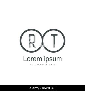 Erste RT Logo Vorlage. Minimalistische schreiben Logo template Design Stock Vektor
