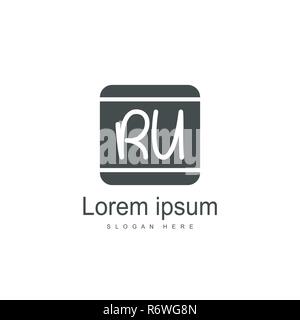 Erste RU Logo Vorlage. Minimalistische schreiben Logo template Design Stock Vektor