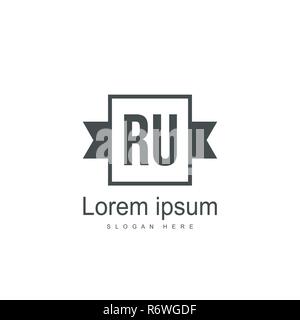 Erste RU Logo Vorlage. Minimalistische schreiben Logo template Design Stock Vektor
