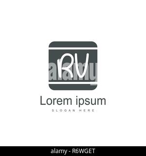 Erste RV Logo Vorlage. Minimalistische schreiben Logo template Design Stock Vektor