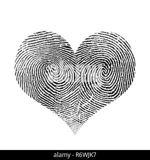 Fingerabdruck in Herzform Stockfoto