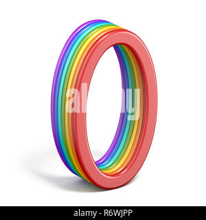 Rainbow font Nummer 0 Null 3 D Stockfoto