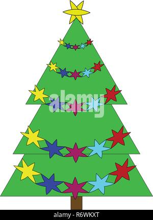 Christmas Tree Symbol Design. Vector Illustration der Grüne Baum Silhouette auf weißem Hintergrund. Einfache Form Stil. Flache Bauform. Werden Können Stock Vektor