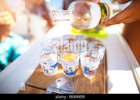 Party am Strand Stockfoto