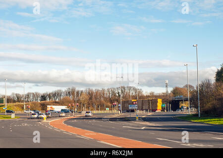 Kreuzung in Caton road Lancaster mit M6 und neuen Abschnitt der A 683 Morcambe und Heysham Lancaster von pass Lancashire England Großbritannien Stockfoto