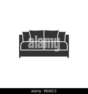 Schwarzes sofa Symbol. Vector Illustration, flache Bauform. Stock Vektor
