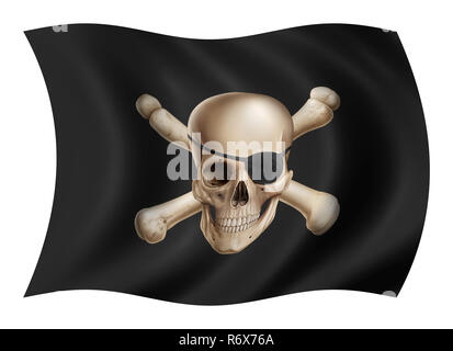 Piratenflagge Illustration, digitale Malerei Stockfoto