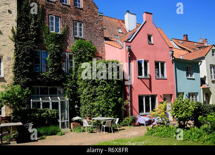 Durchgang Nr. 56, Innenhof, Gängeviertel, Lübeck, Luebeck, Schleswig-Holstein, Deutschland, Europa Stockfoto