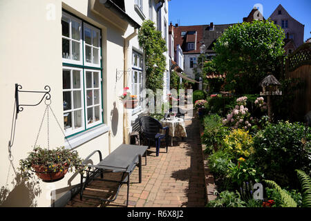 Innenhof des Rosen-Gang, Rosen Alley, Gängeviertel, Lübeck, Luebeck, Schleswig-Holstein, Deutschland, Europa Stockfoto