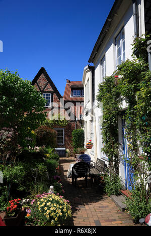 Innenhof des Rosen-Gang, Rosen Alley, Gängeviertel, Lübeck, Luebeck, Schleswig-Holstein, Deutschland, Europa Stockfoto