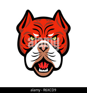 Red Tiger Bulldogge Kopf vorne Maskottchen Stockfoto