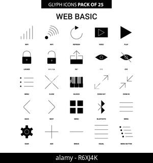 Web Basic Glyphe Vektor Icon Set Stock Vektor