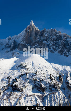 Aiguilles du Alpes vom Mer de Glace, Chamonix, Savoyen, RhÃ'ne-Alpes, Frankreich Stockfoto