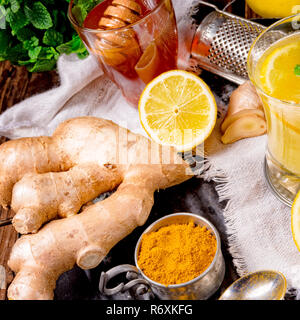Ingwer Limonade mit Honig und Zitronen Stockfoto