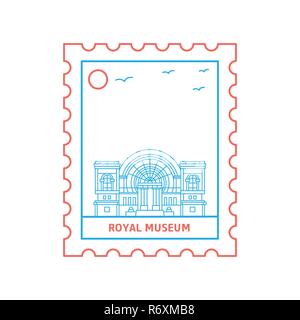 ROYAL MUSEUM Briefmarke blaue und rote Linie Stil, Vektor, Abbildung Stock Vektor