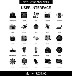 Benutzeroberfläche Glyphe Vektor Icon Set Stock Vektor