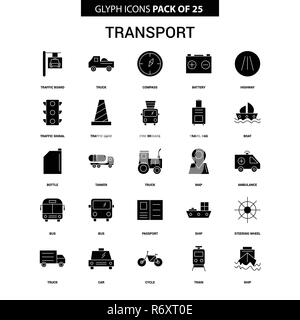 Transport Glyphe Vektor Icon Set Stock Vektor