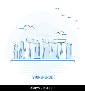 STONEHENGE Blauer Meilenstein. Kreative Hintergrund und Plakat Vorlage Stock Vektor