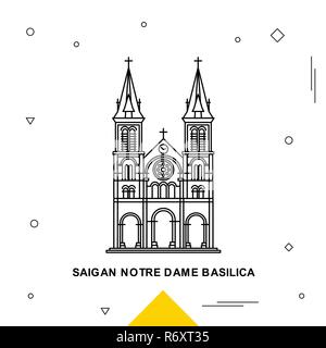 Die NOTRE DAME BASILICA SAIGAN Stock Vektor