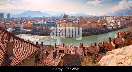 Panorama Altstadt von Grenoble, Frankreich Stockfoto