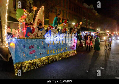 Jährliche Christmas Parade in Gloversville, Adirondacks, New York State, USA. Stockfoto