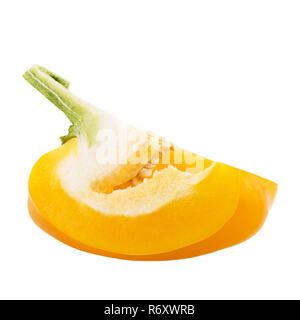 Quartal süße gelbe Paprika isoliert auf weißem Stockfoto