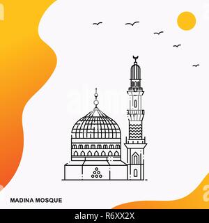 Reisen MADINA MOSCHEE Plakat Vorlage Stock Vektor