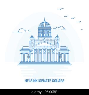 SENATE SQUARE Blau Wahrzeichen. Kreative Hintergrund und Plakat Vorlage Stock Vektor