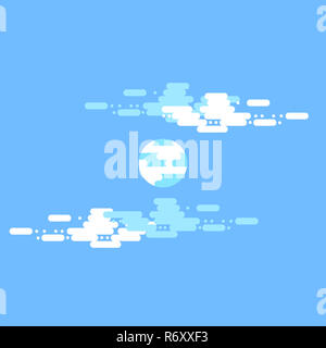 Tag Vektor flachbild Abbildungen oder Banner. So. einen halben Tag Sonne mit Wolken. Flache Darstellung von Himmel und Wetter Rundfunk, Cloud und Leben, Zeitraum und Zyklus für Banner von mobile App Hintergründe Stockfoto