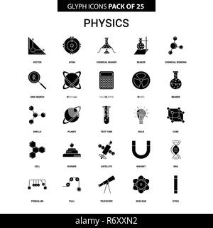 Physik Glyphe Vektor Icon Set Stock Vektor