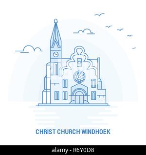 Christus KIRCHE WINDHOEK Blauer Meilenstein. Kreative Hintergrund und Plakat Vorlage Stock Vektor