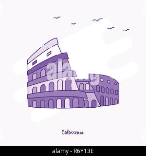 Kolosseum Wahrzeichen Lila gepunktete Linie skyline Vector Illustration Stock Vektor