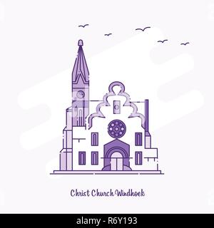 Christus KIRCHE WINDHOEK Wahrzeichen Lila gepunktete Linie skyline Vector Illustration Stock Vektor