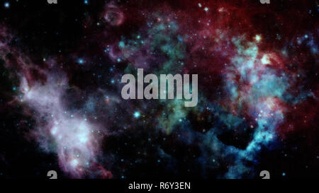 Farbige Nebel und Open Cluster von Sternen im Universum. Stockfoto