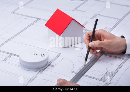 Architektur Zeichnung Blueprint Stockfoto