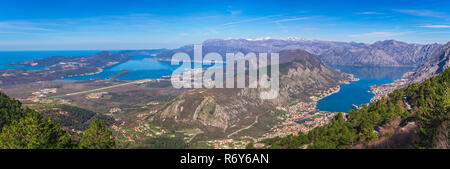 Atemberaubende Landschaft der Bucht von Kotor Stockfoto