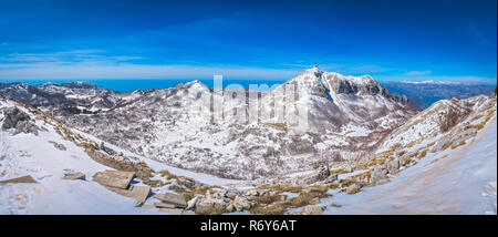 Berg winterbild der Nationalpark Lovcen Stockfoto