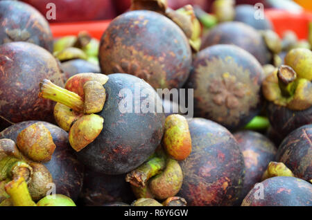 Frische mangosteen zum Verkauf Stockfoto