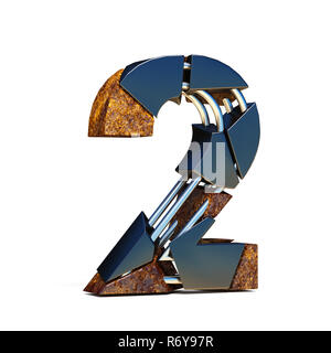 Schwarz Braun Fraktur Schrift Nr. 2 zwei 3D Stockfoto