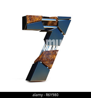 Schwarz Braun font Fraktur Nummer 7 Sieben 3 D Stockfoto