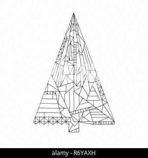 Weihnachtsbaum buch Färbung. Hand abstract Winterurlaub Vector Illustration gezeichnet. Weihnachten Hintergrund im modernen Stil. Stock Vektor