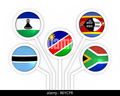 Southern African Customs Union Mitglieder Stockfoto