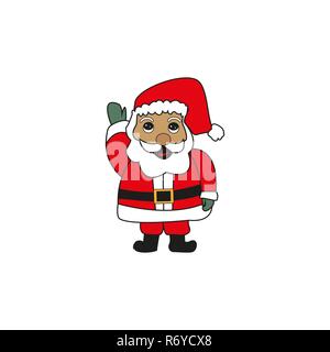 Santa Claus auf weißem Hintergrund. Vektor-Illustration für Retro-Weihnachtskarte. Stock Vektor