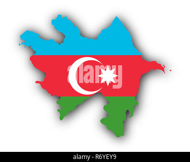 Karte und Flagge Aserbaidschan Stockfoto